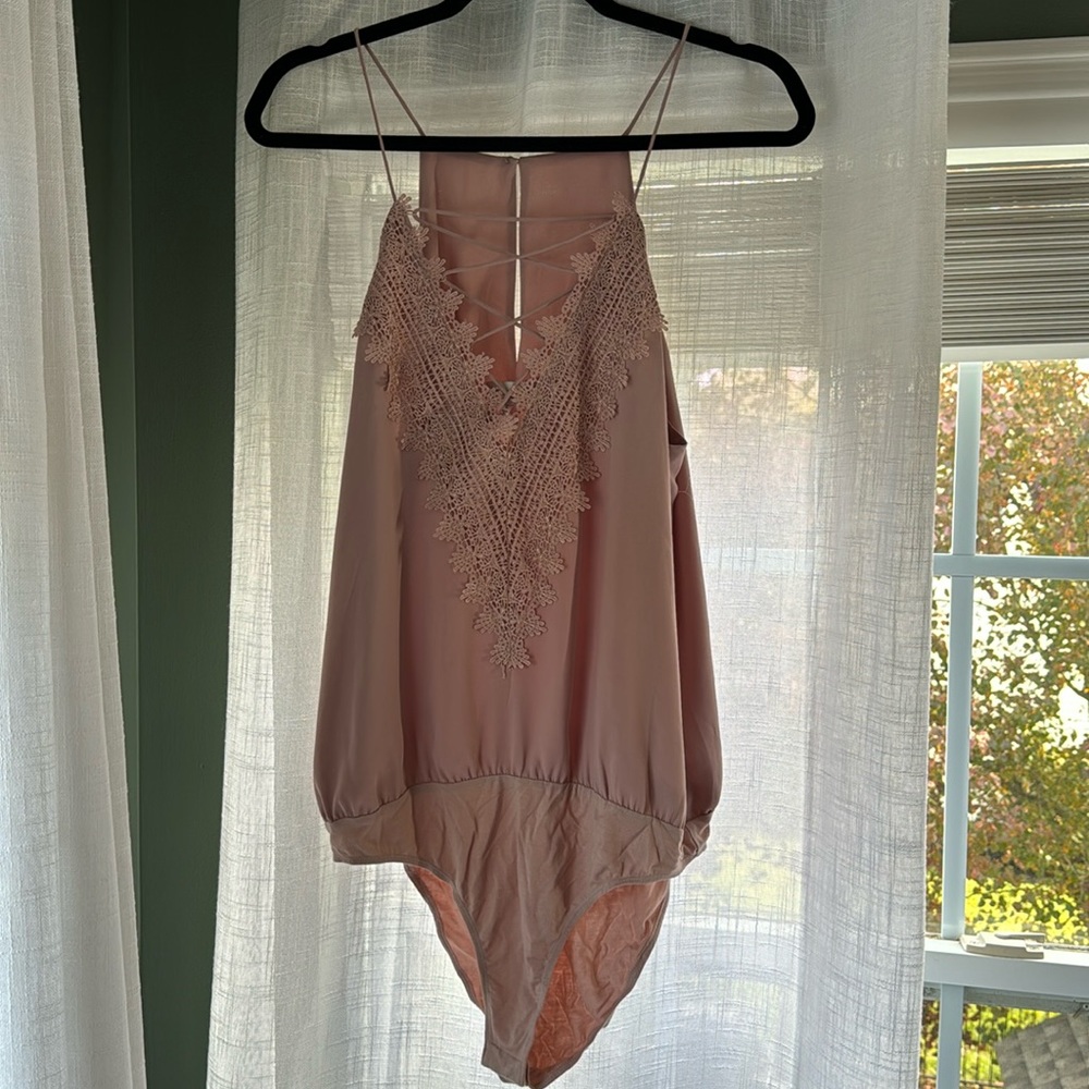 WAYF Pink Cami Bodysuit (L) NWT!